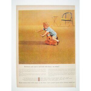 Carpet Flooring  Child Playing Goofy Toy Disney MOD AD 1956 Vintage Print Ad